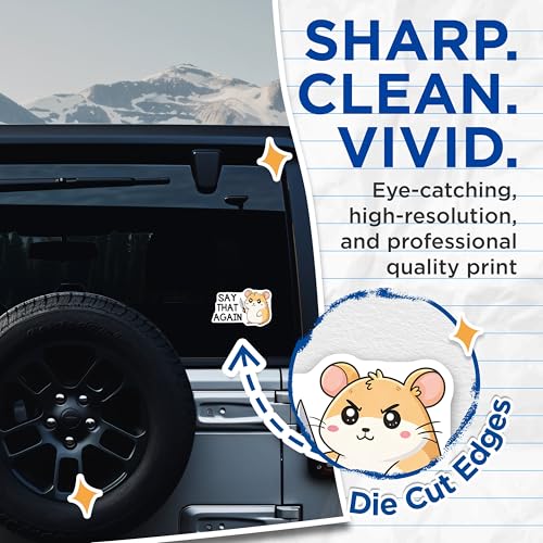 (2 Pack) Funny Hamster Stickers - Cute Animal Stickers - Humorous Phrase Stickers - 5" On Longest Side - Sticks to Any Smooth Flat Surface - Made in USA - BMCS3312