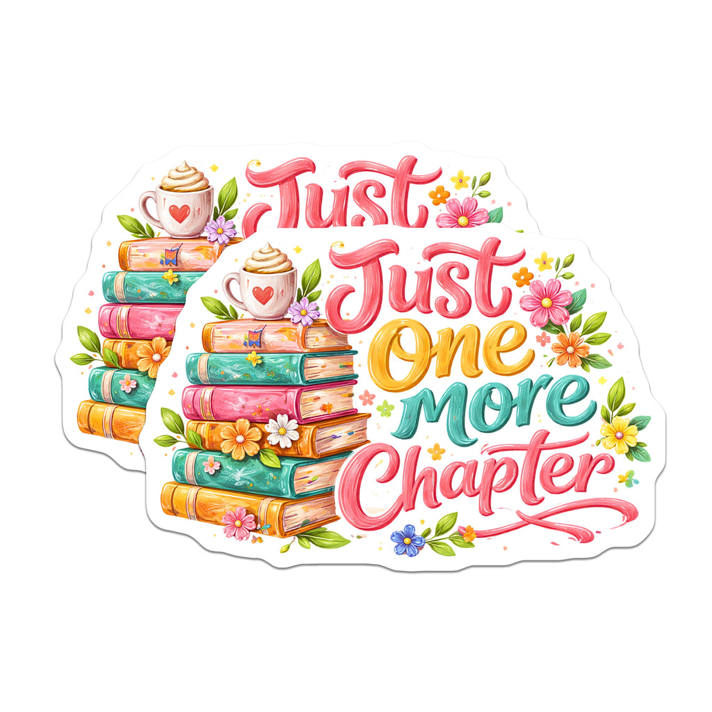(2 Pack) Just One More Chapter Magnets - Book Lover Reader Decor - Literary Cozy Aesthetic - Teacher Librarian Fridge - 5 Inches On Longest Side - Thick Durable Magnet - Made in USA - MAG38360