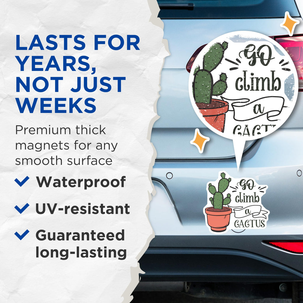 (2 Pack) Cactus Magnets - Funny Saying Fridge Magnets - Plant Lover Magnet - 5" On Longest Side - Premium Magnet - for Cars, Refrigerators, Toolboxes, Lockers - Made in USA - MAG17363