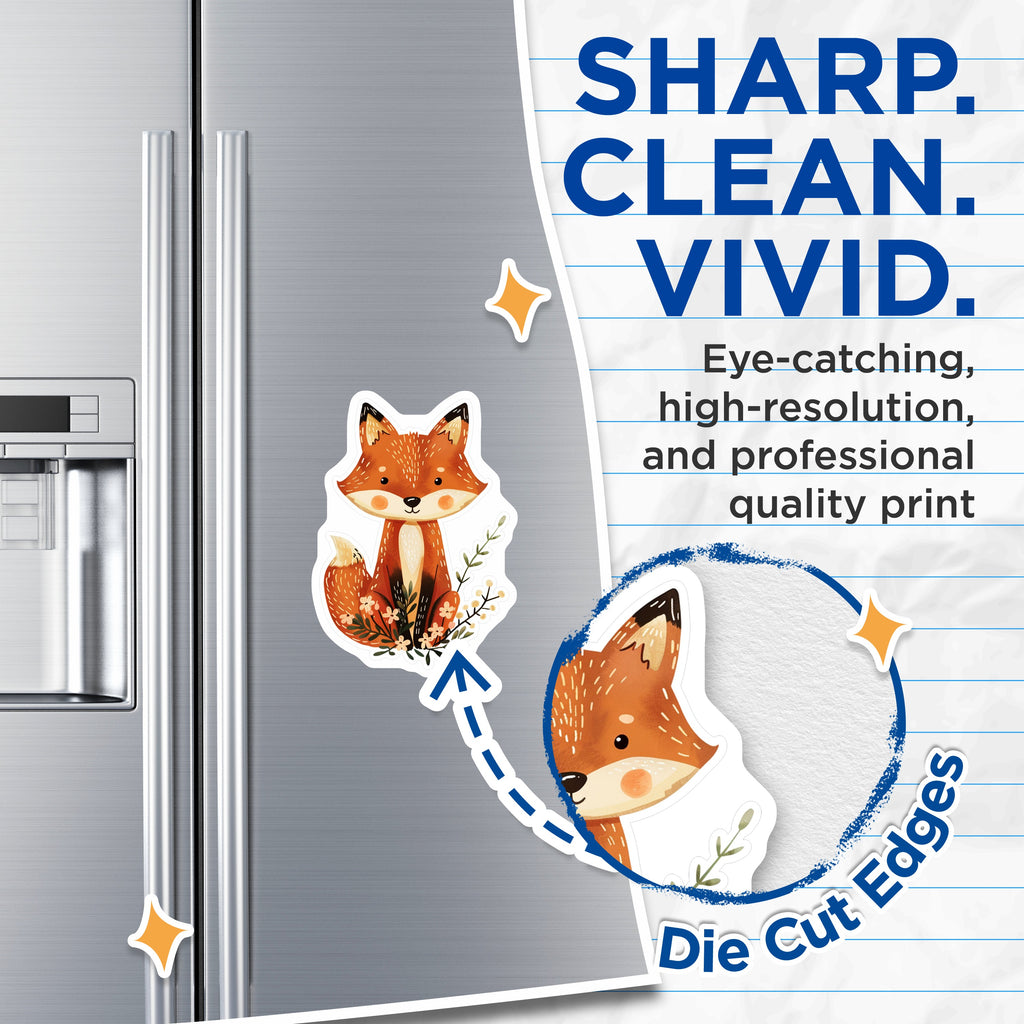 (2 Pack) Cute Fox Magnets - Woodland Animal Decor - Refrigerator Locker Accent - 5 Inches On Longest Side - Thick Durable Magnet - Made in USA - MAG38873