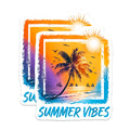 (2 Pack) Tropical Sunset Beach Magnets - Summer Vibes Ocean Decor - Palm Tree Refrigerator Magnet - 5 Inches On Longest Side - Thick Durable Magnet - Made in USA - MAG37445