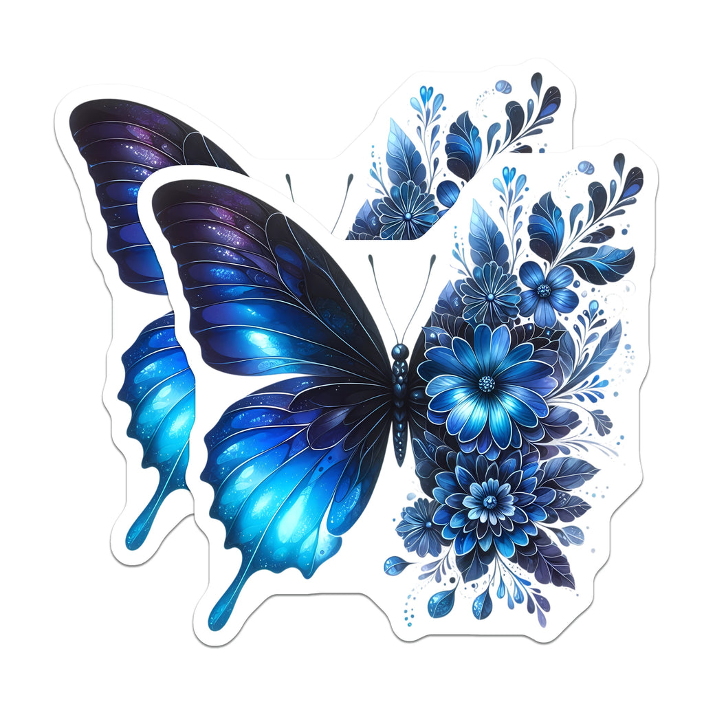 (2 Pack) Blue Butterfly Magnets - Mystical Floral Refrigerator Decor - Ethereal Nature Art - Unique Home Accessories - 5 Inches On Longest Side - Thick Durable Magnet - Made in USA - MAG38698