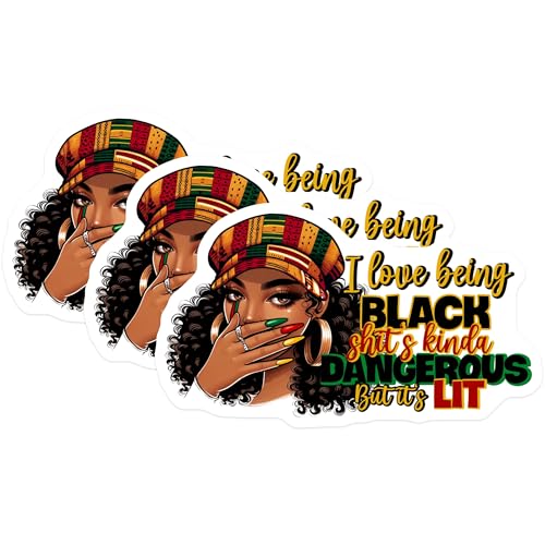 (3 Pack) Black Pride Decals - Kente Cloth Art - Afrocentric Laptop Decal - 3 Inches On Longest Side - Easy Peel & Apply - Made in USA - 3MCS6624