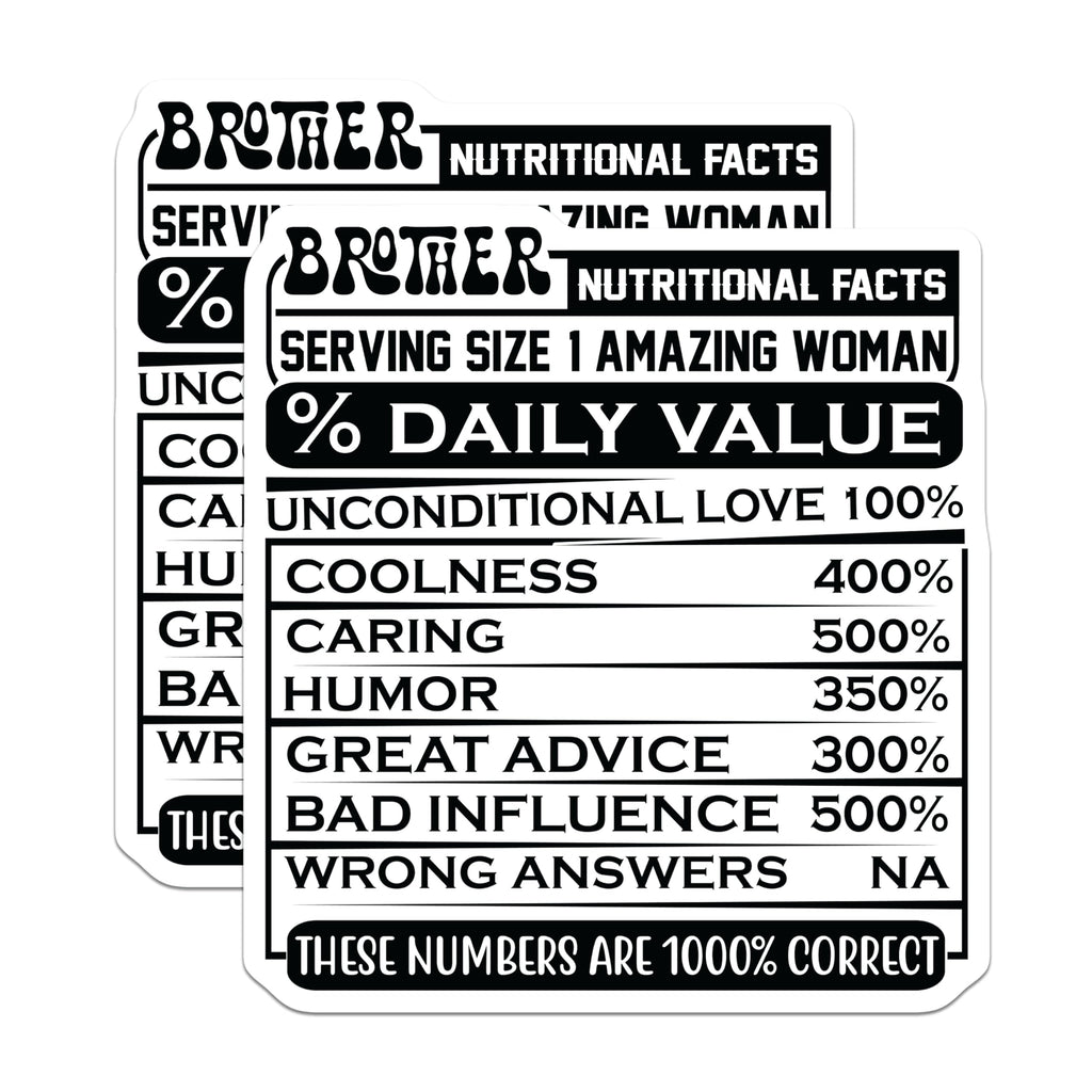 (2 Pack) Brother Nutritional Facts Magnets - Funny Brother - Brother Appreciation - 5" On Longest Side - Premium Magnet - for Cars, Refrigerators, Toolboxes, Lockers - Made in USA - MAG16387