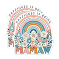 (2 Pack) Happiness is Being Mamaw Magnets - Rainbow Flower Design - Mamaw Decor - Mother's Day Mamaw Gift - 5" On Longest Side - for Cars, Fridges, Toolboxes - Made in USA