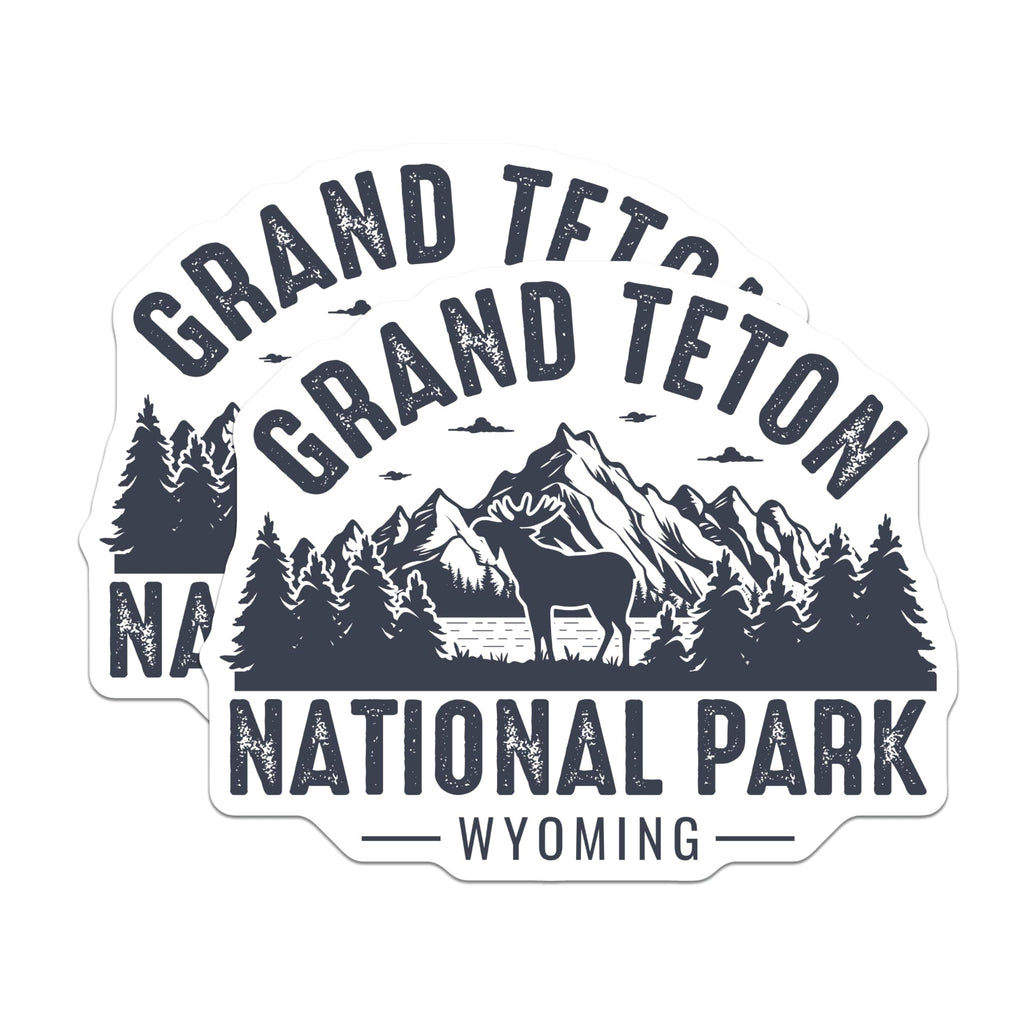 (2 Pack) Grand Teton National Park Magnets - Wyoming Moose Wildlife Decor - Scenic Mountain Lake Adventure Souvenir - 5 Inches On Longest Side - Thick Durable Magnet - Made in USA - MAG19098