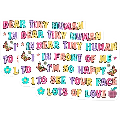 (3 Pack) Dear Tiny Human Decals - Happy Quote Stickers - Positive Affirmations - 3 Inches On Longest Side - Easy Peel & Apply - Made in USA - 3MCS7885