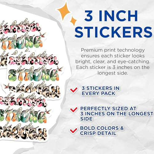 (3 Pack) Stand Strong Enough Decals - Hummingbird Decal - Floral Print Decals - 3 Inches On Longest Side - Easy Peel & Apply - Made in USA - 3MCS7806