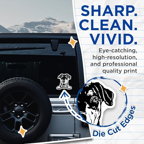 (2 Pack) Dog Lover Stickers - Black Dog Decal - Pet Owner Car Stickers - Adorable Puppy Art - Cute Pet Illustration - 5" On Longest Side - Sticks to Smooth Flat Surfaces - Made in USA - BMCS4034