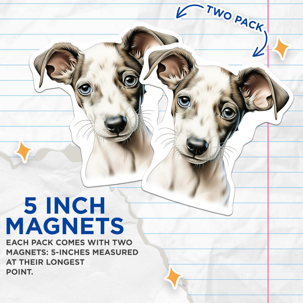 (2 Pack) Italian Greyhound Puppy Magnets - Cute Dog Decor - Pet Lover Collection - 5 Inches On Longest Side - Thick Durable Magnet - Made in USA - MAG24050