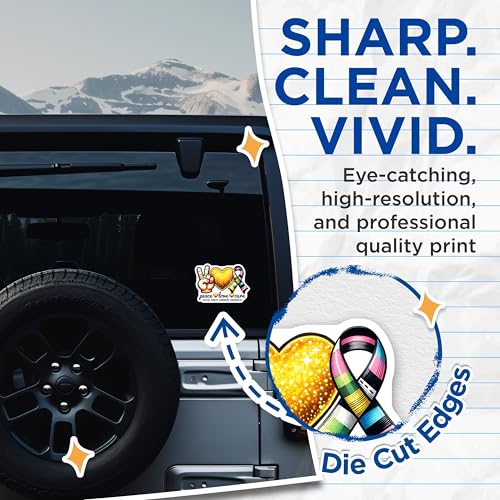 (2 Pack) Ehlers Danlos Syndrome Awareness Stickers - Peace Love Cure - Medical Ribbon Pack - 5" On Longest Side - Sticks to Smooth Flat Surfaces - Made in USA - BMCS8203