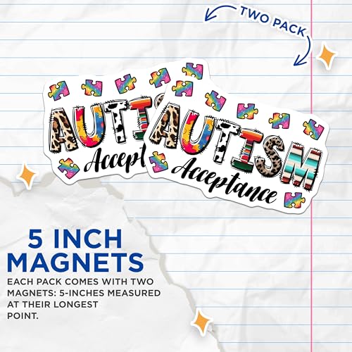 (2 Pack) Awareness Decoration Magnet - Puzzle Piece Design - 5" On Longest Side - Sticks to Smooth Flat Surfaces - Made in USA - MAG9705