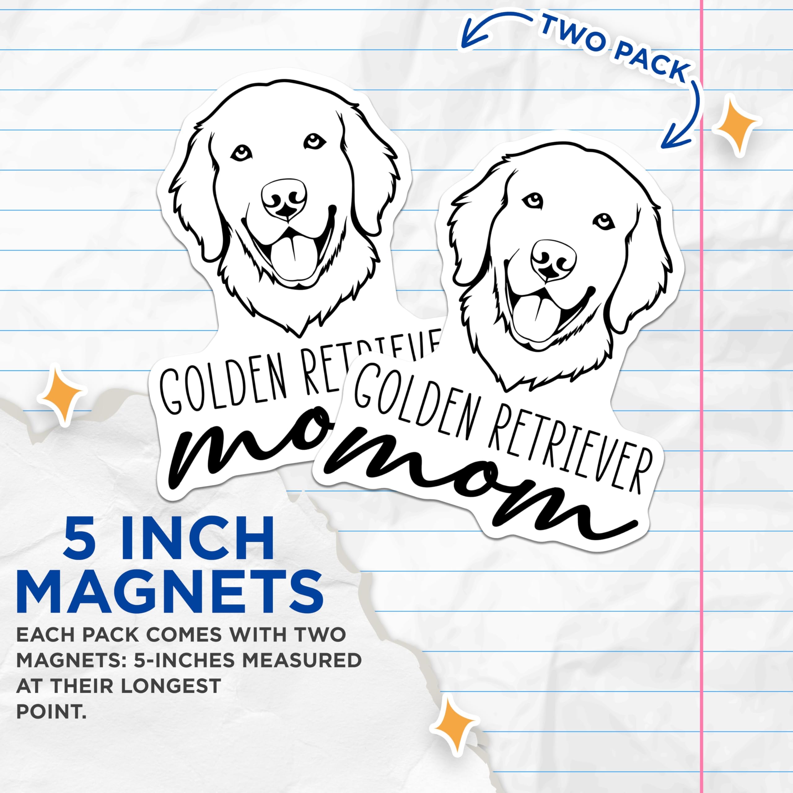 (2 Pack) Golden Retriever Mom Magnets - Dog Lover Accessory - Pet Parent Fridge Display - 5 Inches On Longest Side - Thick Durable Magnet - Made in USA - MAG27051