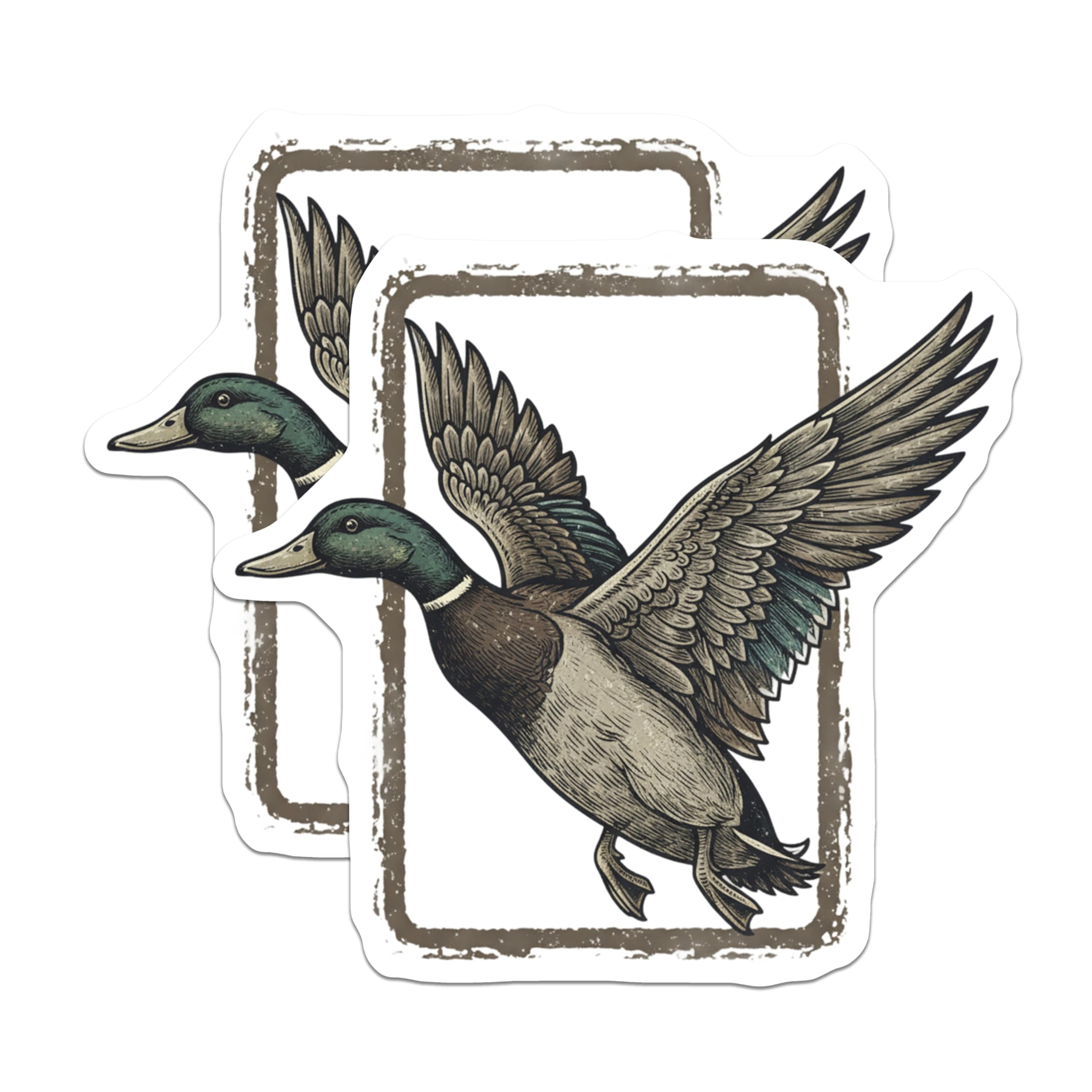 (2 Pack) Mallard Duck Magnets - Majestic Flying Wildlife Art - Hunter Lodge Kitchen Refrigerator Display - 5 Inches On Longest Side - Thick Durable Magnet - Made in USA - MAG20683