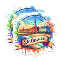 (2 Pack) Delaware Travel Stickers - Souvenir Decal - State Pride - 5" On Longest Side - Sticks to Smooth Flat Surfaces - Made in USA - BMCS6829