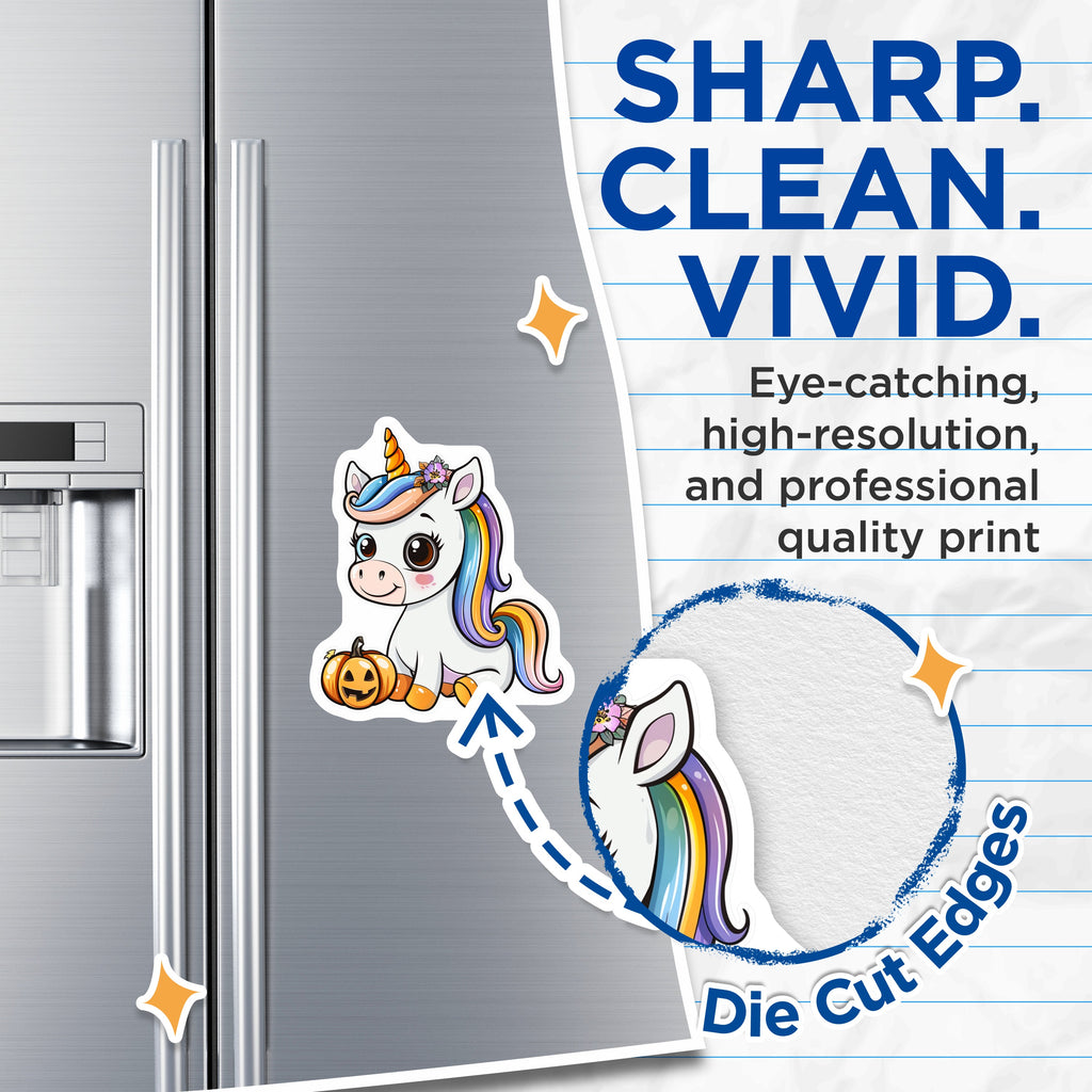 (2 Pack) Cute Unicorn Halloween Magnets - Kawaii Fall Decor - Spooky Cute Refrigerator Decoration - 5 Inches On Longest Side - Thick Durable Magnet - Made in USA - MAG37306
