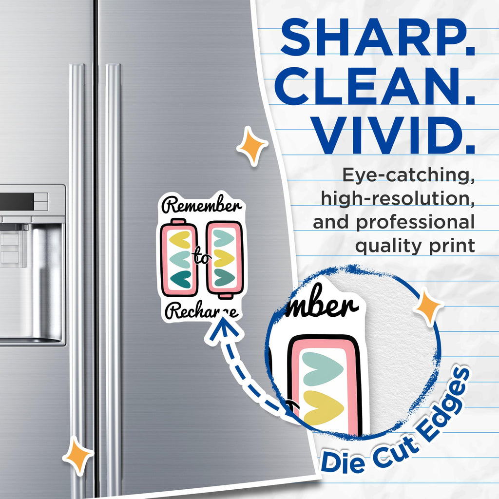 (2 Pack) Recharge Batteries Magnets - Self Care Reminder - Mental Health Decoration - 5" On Longest Side - Premium Magnet - for Cars, Refrigerators, Toolboxes, Lockers - Made in USA - MAG14921