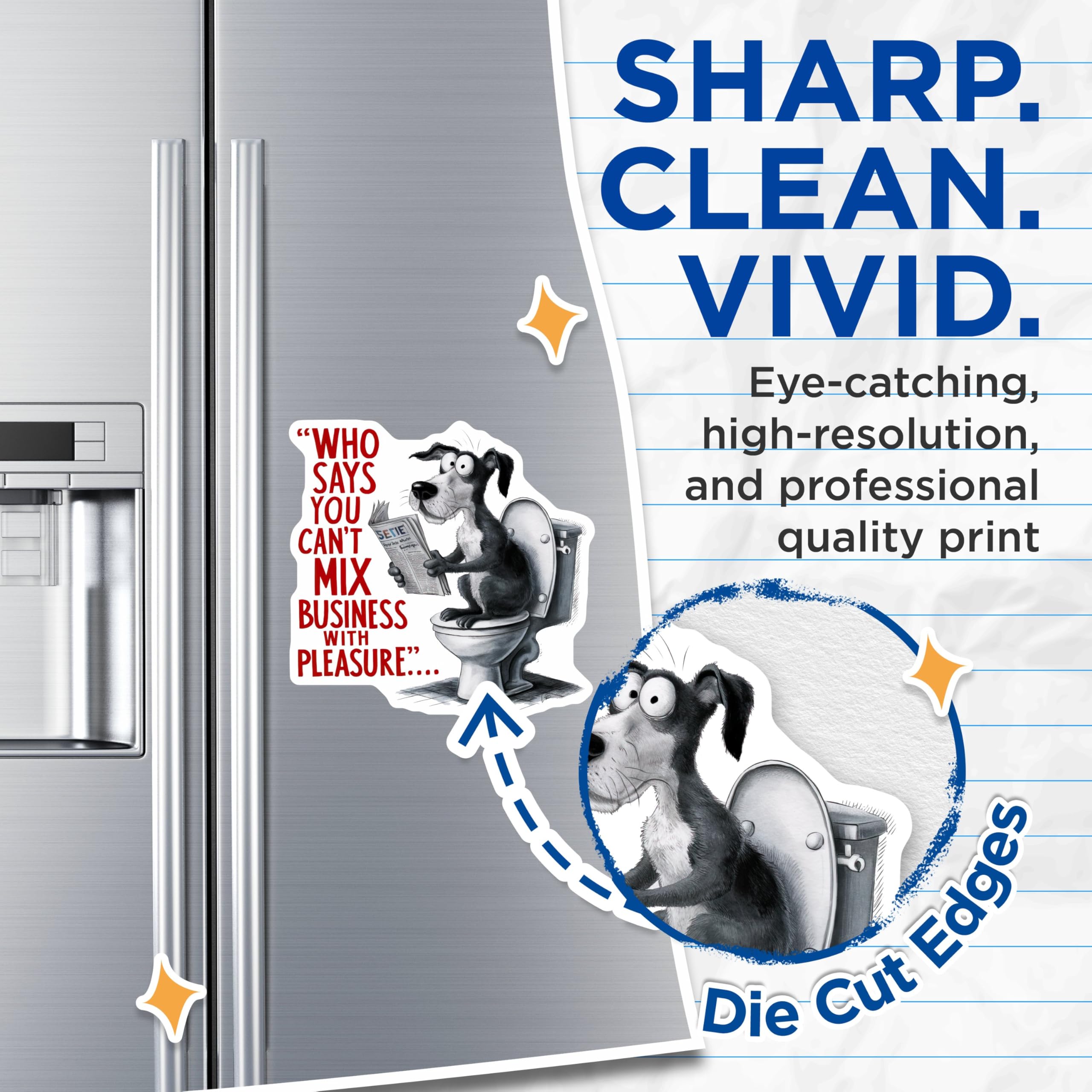 (2 Pack) Funny Dog Humor Magnets - Business and Pleasure - Office or Home Fun Magnet - 5" On Longest Side - for Cars, Fridges, Toolboxes - Made in USA - MAG4572