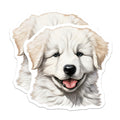 (2 Pack) Fluffy White Puppy Magnets - Golden Retriever Dog Lover Refrigerator Decor - Cute Pet Owner Kitchen Accessories - 5 Inches On Longest Side - Thick Durable Magnet - Made in USA - MAG26479