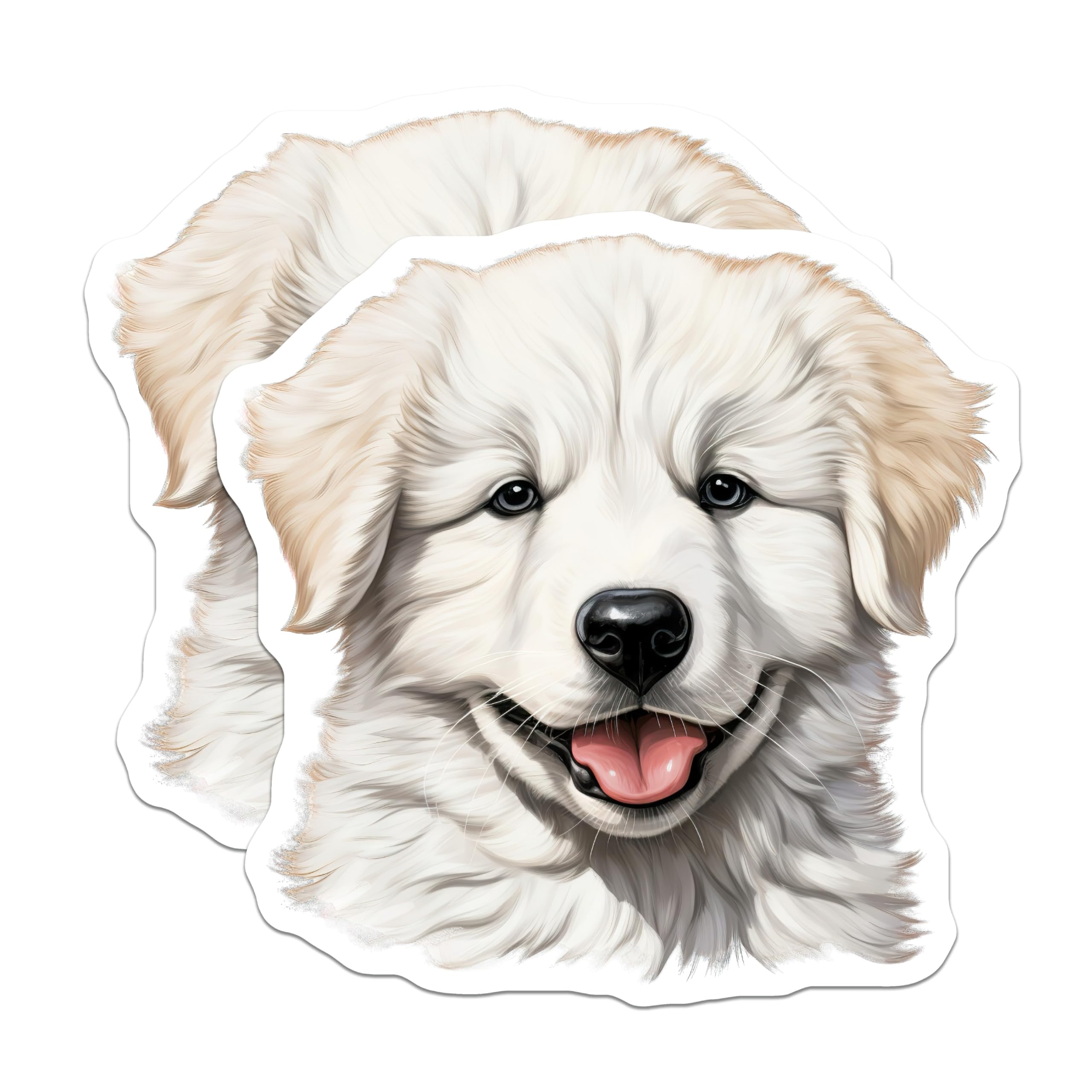 (2 Pack) Fluffy White Puppy Magnets - Golden Retriever Dog Lover Refrigerator Decor - Cute Pet Owner Kitchen Accessories - 5 Inches On Longest Side - Thick Durable Magnet - Made in USA - MAG26479