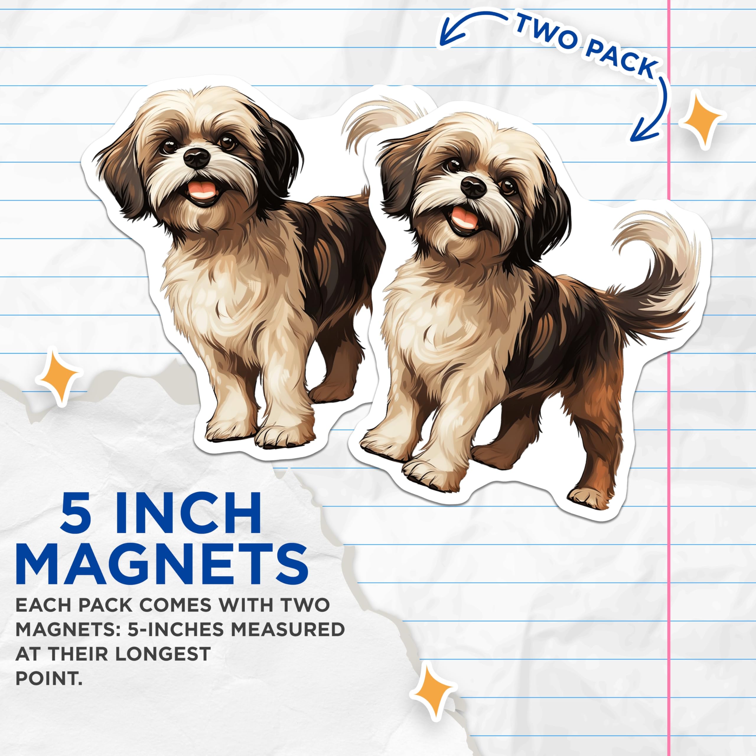 (2 Pack) Shih Tzu Dog Magnets - Cute Pet Owner Fridge Decor - Adorable Puppy Magnet Art - Dog Breed Enthusiast - 5 Inches On Longest Side - Thick Durable Magnet - Made in USA - MAG30102