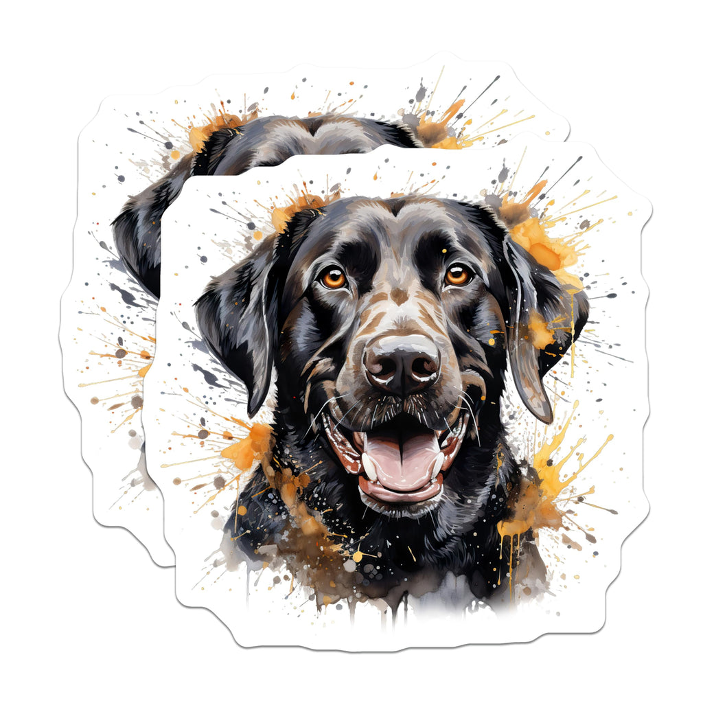 (2 Pack) Black Lab Dog Magnets - Watercolor Labrador Retriever - Happy Pet Animal Art for Dog Lovers - 5 Inches On Longest Side - Thick Durable Magnet - Made in USA - MAG27557