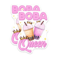 (2 Pack) Boba Queen Stickers - Bubble Tea - Cute Kawaii Drink - 5" On Longest Side - Sticks to Smooth Flat Surfaces - Made in USA - BMCS7746