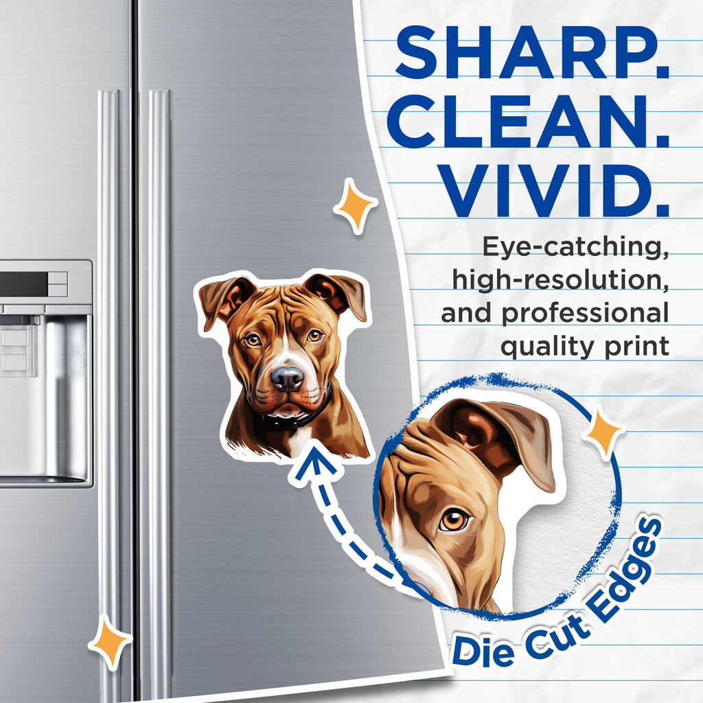 (2 Pack) Pitbull Dog Magnets - Dog Lover Owner Fridge Decor - Animal Art Locker Magnet - 5 Inches On Longest Side - Thick Durable Magnet - Made in USA - MAG36242