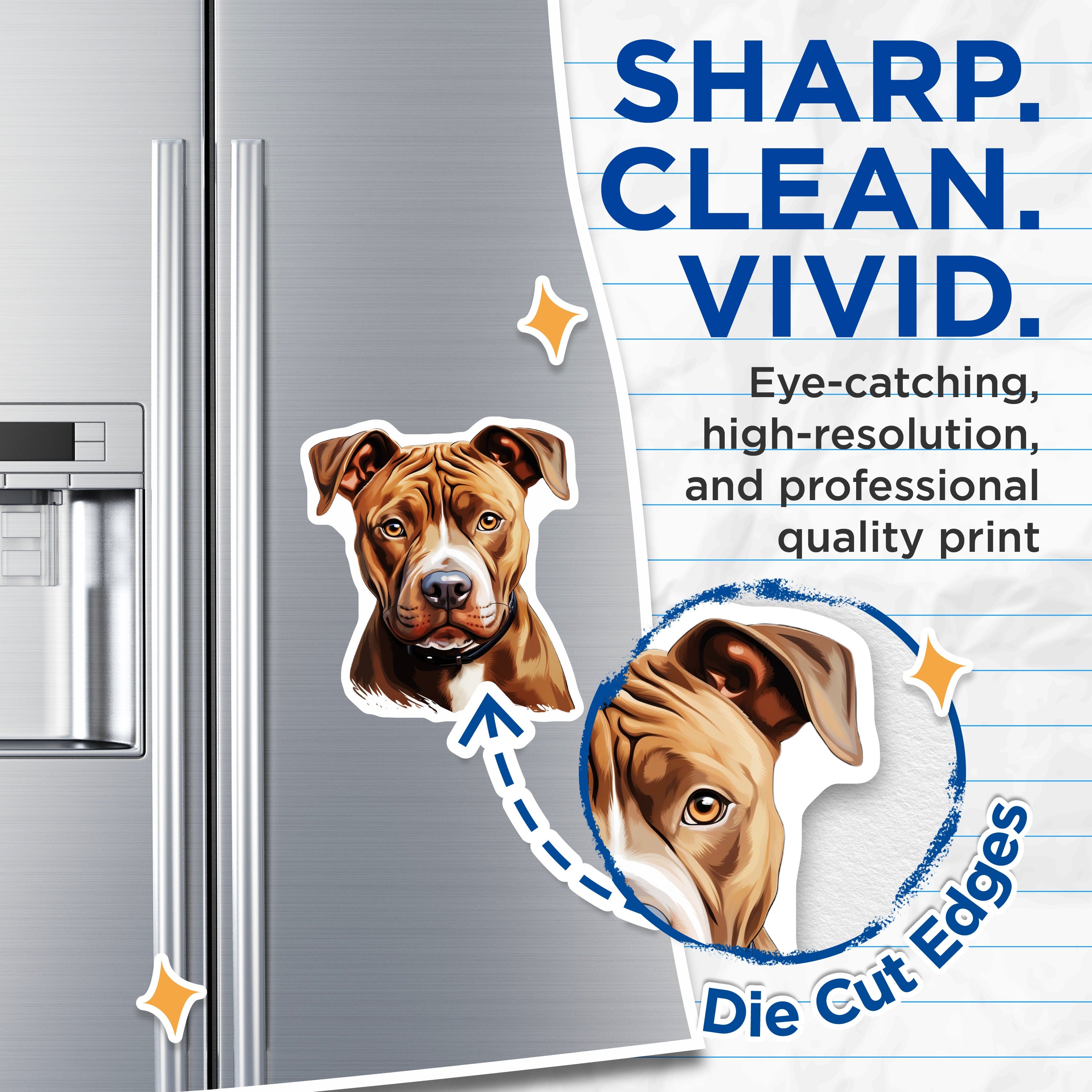 (2 Pack) Pitbull Dog Magnets - Dog Lover Owner Fridge Decor - Animal Art Locker Magnet - 5 Inches On Longest Side - Thick Durable Magnet - Made in USA - MAG36242