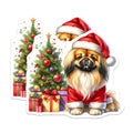 (2 Pack) Santa Pekingese Dog Magnets - Christmas Peke Lover Decor - Festive Animal Refrigerator Collectibles - 5 Inches On Longest Side - Thick Durable Magnet - Made in USA - MAG29082
