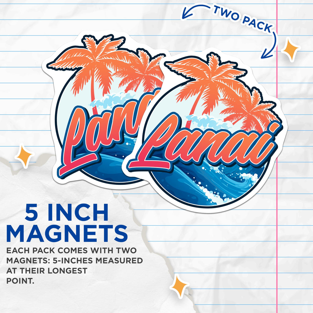 (2 Pack) Lanai Hawaii Magnets - Tropical Island Decor - Vacation Souvenir - 5" On Longest Side - Premium Magnet - for Cars, Refrigerators, Toolboxes, Lockers - Made in USA - MAG17848