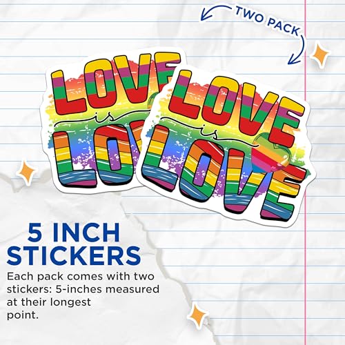 (2 Pack) Love is Love Stickers - 5" On Longest Side - Sticks to Smooth Flat Surfaces - Made in USA - BMCS9184 - BMCS9184