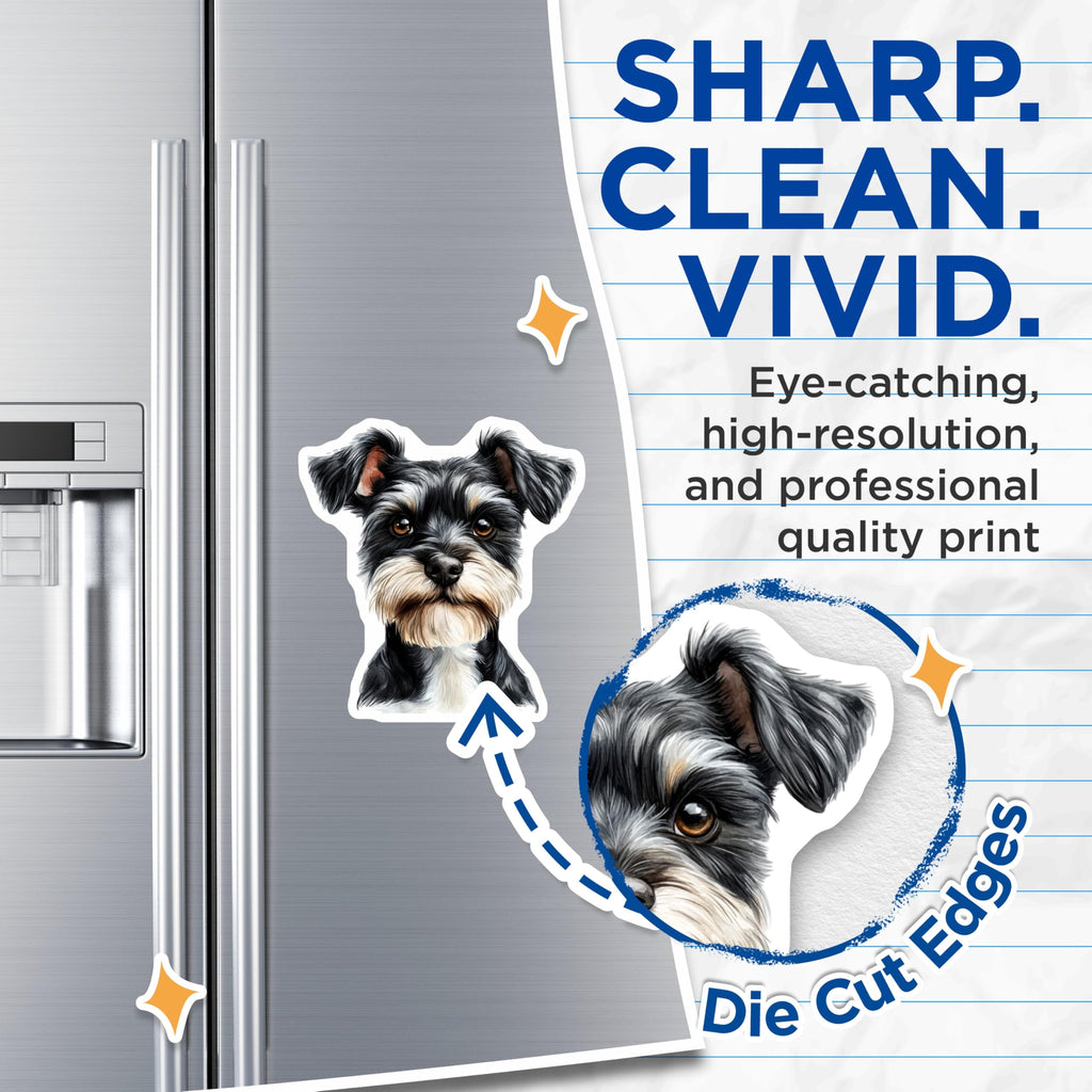 (2 Pack) Schnauzer Dog Magnets - Pet Lover Gift - Fridge Locker Decoration - 5" On Longest Side - Premium Magnet - for Cars, Refrigerators, Toolboxes, Lockers - Made in USA - MAG14032