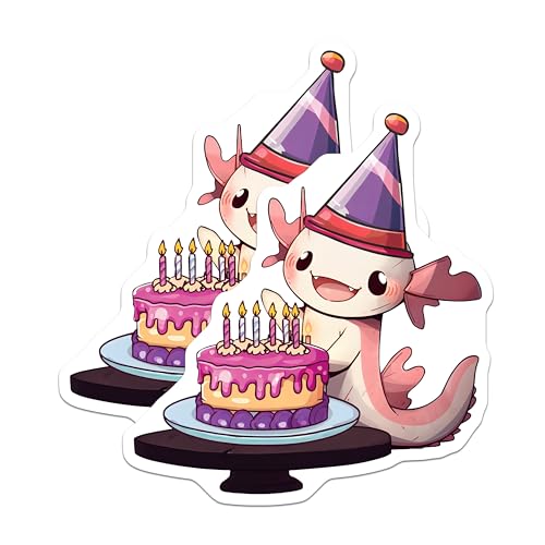 (2 Pack) Birthday Axolotl Magnets - 5" On Longest Side - for Cars, Fridges, Toolboxes - Made in USA - MAG7778