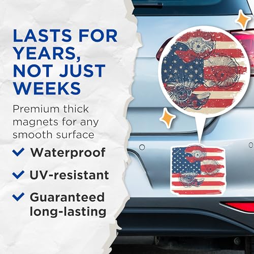 (2 Pack) American Flag Magnets Magnets - 5" On Longest Side - Made in USA - Sticks to Refrigerators & Metal Surfaces - MAG8997