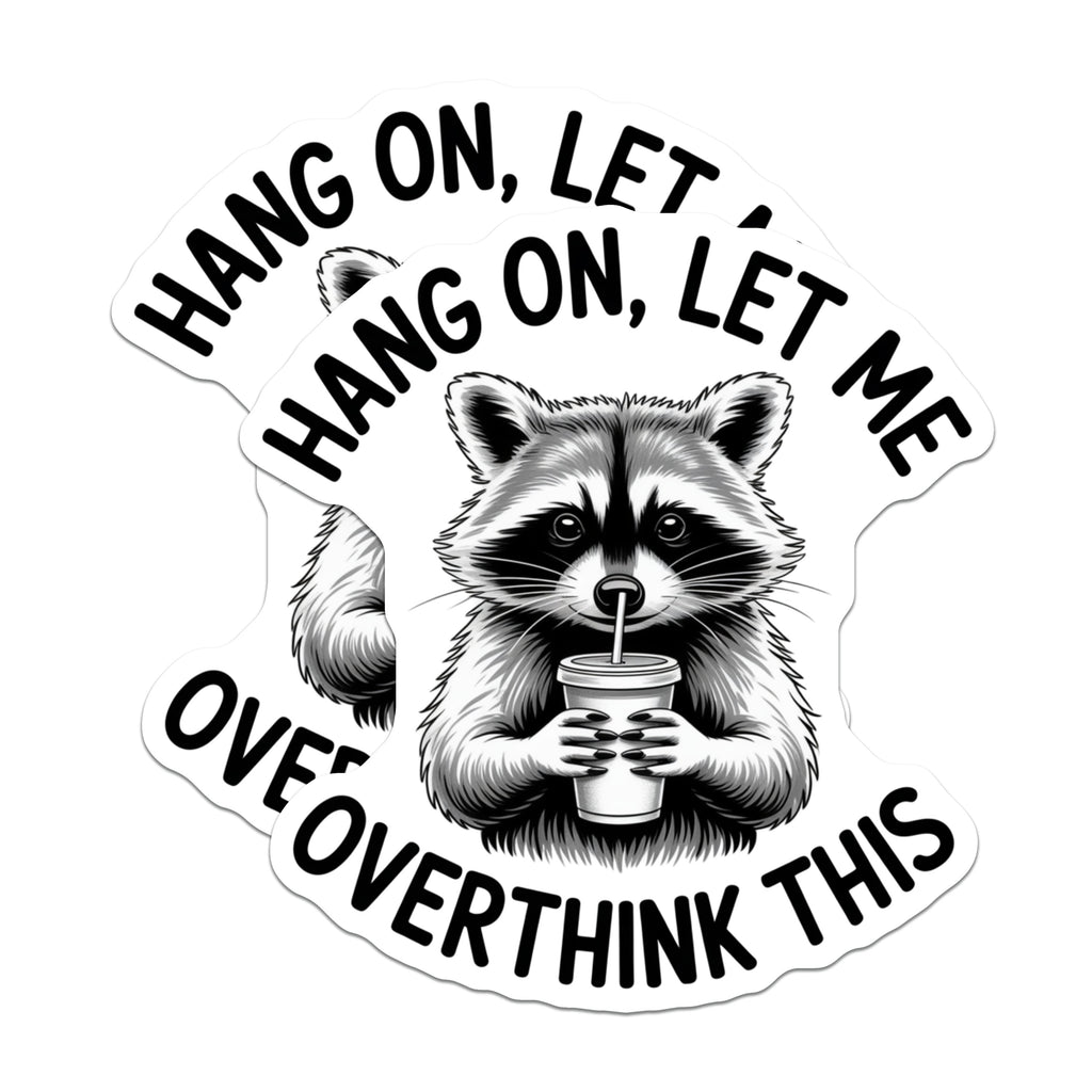 (2 Pack) Overthinker Raccoon Magnets - Funny Animal Sarcasm Saying - Witty Fridge Decor College Student Present - 5 Inches On Longest Side - Thick Durable Magnet - Made in USA - MAG39125