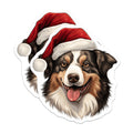 (2 Pack) Christmas Dog Magnets - Santa Hat Australian Shepherd - Festive Holiday Decor - 5 Inches On Longest Side - Thick Durable Magnet - Made in USA - MAG24399