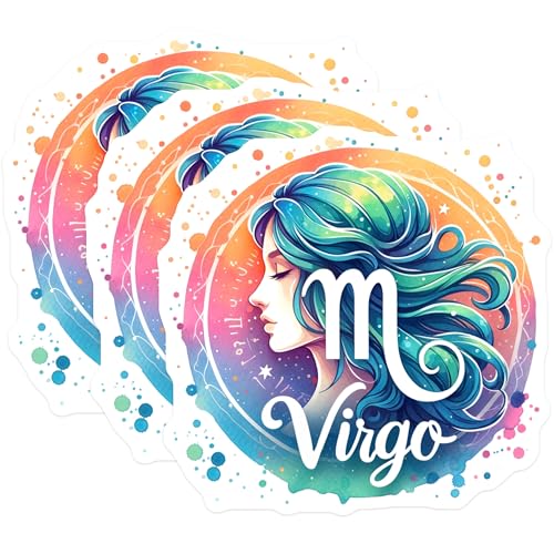 (3 Pack) Virgo Zodiac Decals - Astrology Sign Stickers - Horoscope Lover Decal- 3 Inches On Longest Side - Easy Peel & Apply - Made in USA - 3MCS5566