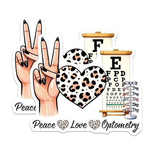 (2 Pack) Peace Love Optometry Magnets - Leopard Print Decor - Optometrist Office Supplies - 5" On Longest Side - for Cars, Fridges, Toolboxes - Made in USA - MAG8078