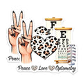 (2 Pack) Peace Love Optometry Magnets - Leopard Print Decor - Optometrist Office Supplies - 5" On Longest Side - for Cars, Fridges, Toolboxes - Made in USA - MAG8078
