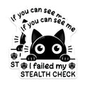 (2 Pack) Funny RPG Gamer Stickers - Black Cat DND Humor - Stealth Check Fail Stickers - 5" On Longest Side - Sticks to Smooth Flat Surfaces - Made in USA - BMCS5662