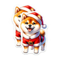 (2 Pack) Cute Shiba Inu Santa Magnets - Christmas Dog Lover - Holiday Refrigerator Decor - 5 Inches On Longest Side - Thick Durable Magnet - Made in USA - MAG29954