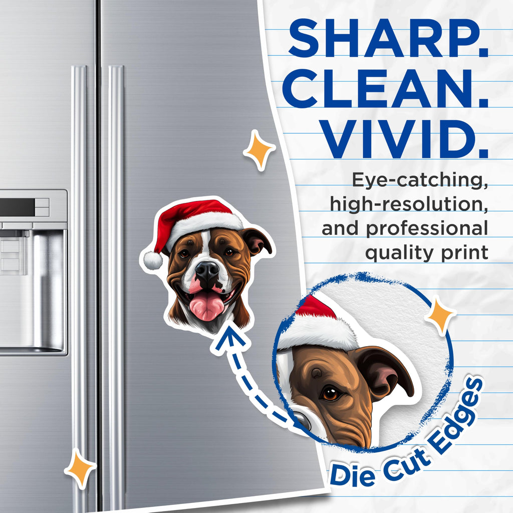 (2 Pack) Christmas Pitbull Magnets - Dog Lover Holiday Decor - Festive Pet Kitchen Accents - 5 Inches On Longest Side - Thick Durable Magnet - Made in USA - MAG26262