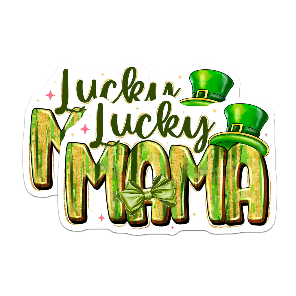 (2 Pack) Lucky Mama Magnets - St Patricks Day - Irish Mom Decor - 5 Inches On Longest Side - Thick Durable Magnet - Made in USA - MAG26524