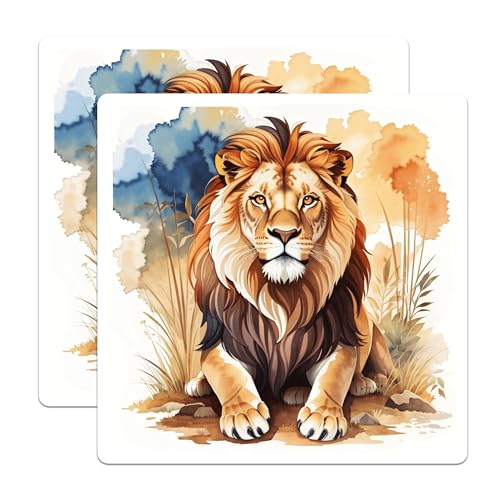 (2 Pack) Lion Art Magnets Magnets - Animal Kingdom Decor - Nature Lovers Magnet - 5" On Longest Side - Made in USA - Sticks to Refrigerators & Metal Surfaces - MAG8695