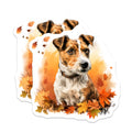 (2 Pack) Jack Russell Magnets - Autumn Dog Decor - Fall Leaves Pet Lover Accent - 5 Inches On Longest Side - Thick Durable Magnet - Made in USA - MAG25946