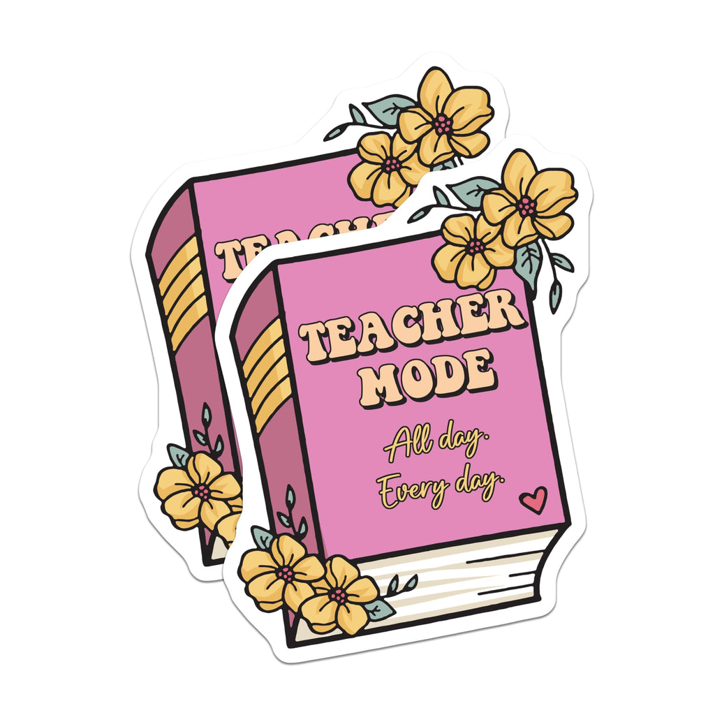 (2 Pack) Teacher Mode Magnets - Educator Decor - Pink Book Floral Design Magnet - 5" On Longest Side - Premium Magnet - for Cars, Refrigerators, Toolboxes, Lockers - Made in USA - MAG17621