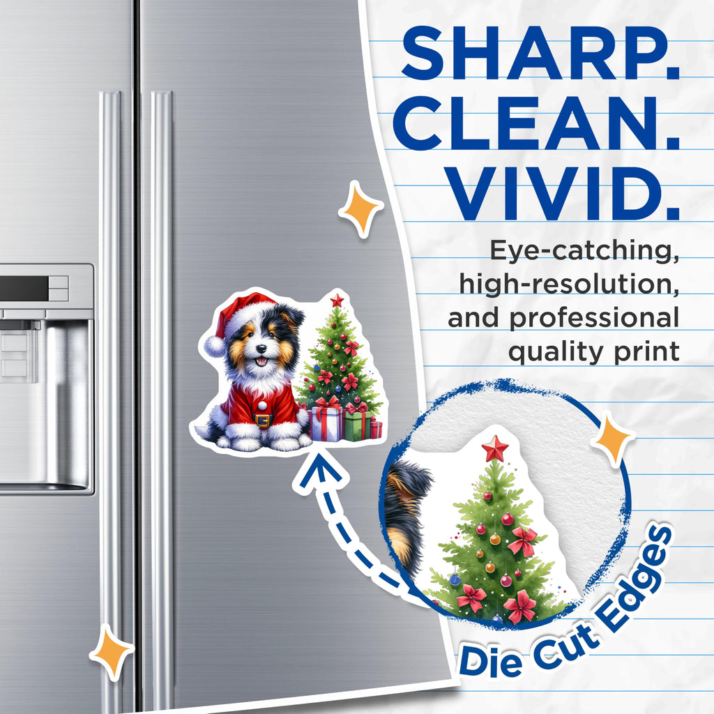 (2 Pack) Christmas Puppy Magnets - Santa Dog Decor - Holiday Refrigerator Accessory - Animal Lover Gift - 5 Inches On Longest Side - Thick Durable Magnet - Made in USA - MAG26708