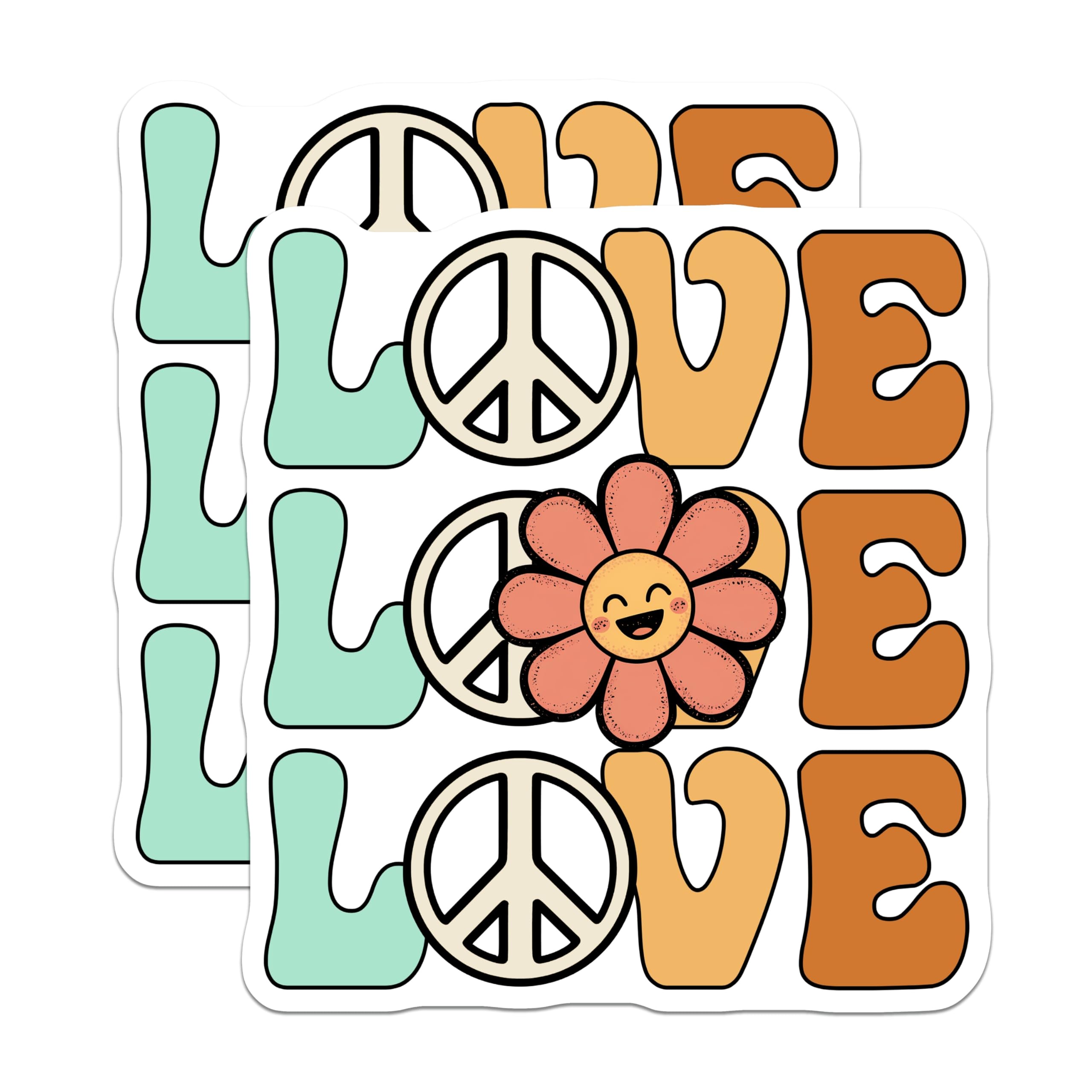 (2 Pack) Love Peace Sign Magnets - Groovy Flower Magnets - Retro Hippie Style Magnets - 5" On Longest Side - Premium Magnet - for Cars, Refrigerators, Toolboxes, Lockers - Made in USA - MAG14941