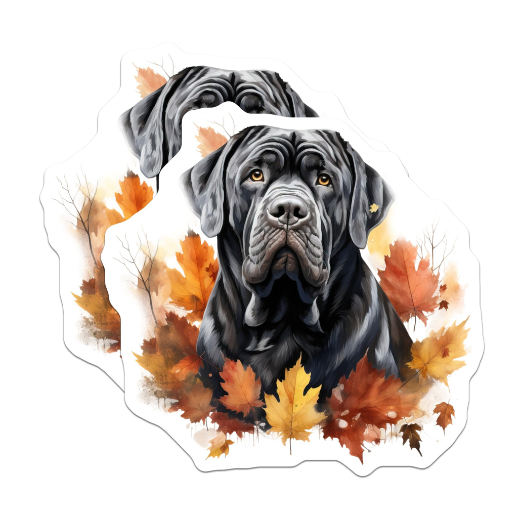 (2 Pack) Neapolitan Mastiff Dog Magnets - Autumn Fall Leaves Decor - Pet Owner Refrigerator Art - 5 Inches On Longest Side - Thick Durable Magnet - Made in USA - MAG28488